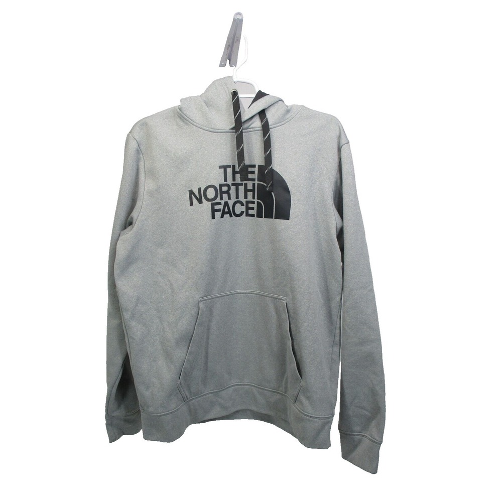North Face Gray Hoodie Half Dome Logo Long Sleeve Pullover Sweatshirt Hood M